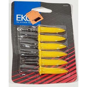 Vintage Ekco Corn On The Cob Holders Prongs Skewers Forks 6 Pieces Sealed NEW